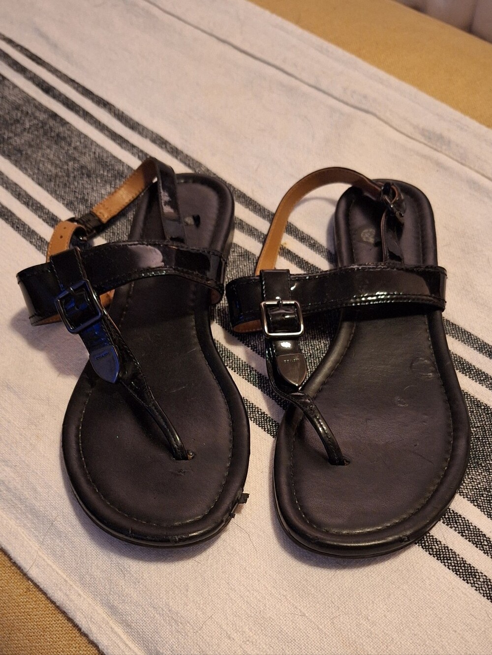 Coach Sandals Black Paten Leather Size 8.5
